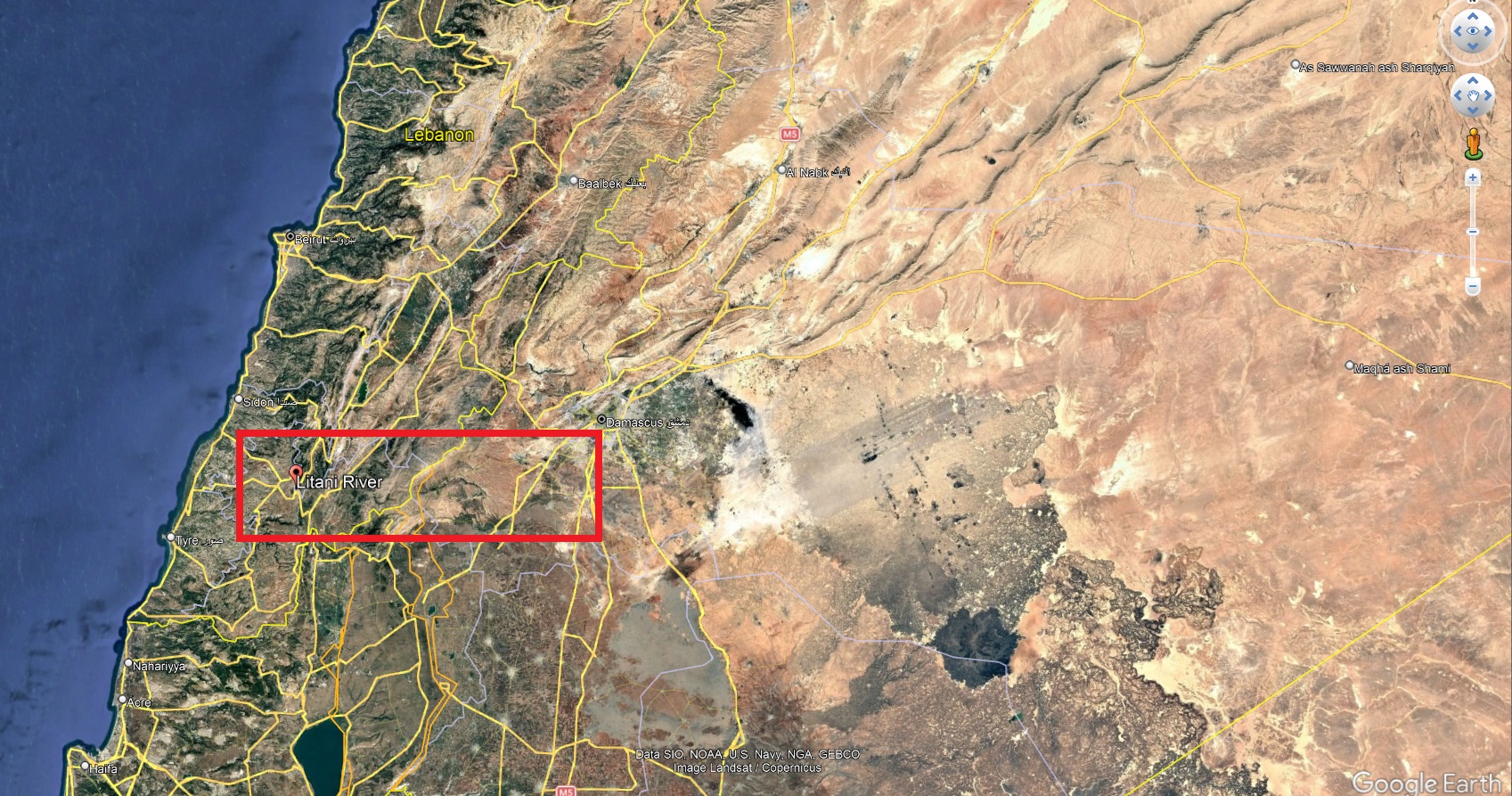 Wilayah Sungai Litani di barat Damascus, yang hendak direbut Israel. (Redaksi)