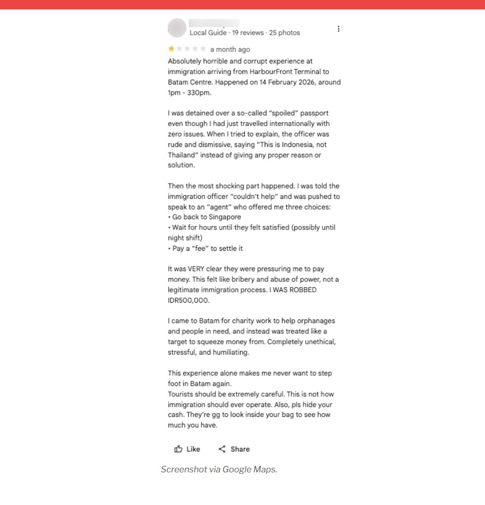 Dokumen yang dipublikasi korban pemerasan di googlemap. (Mothership.sg)