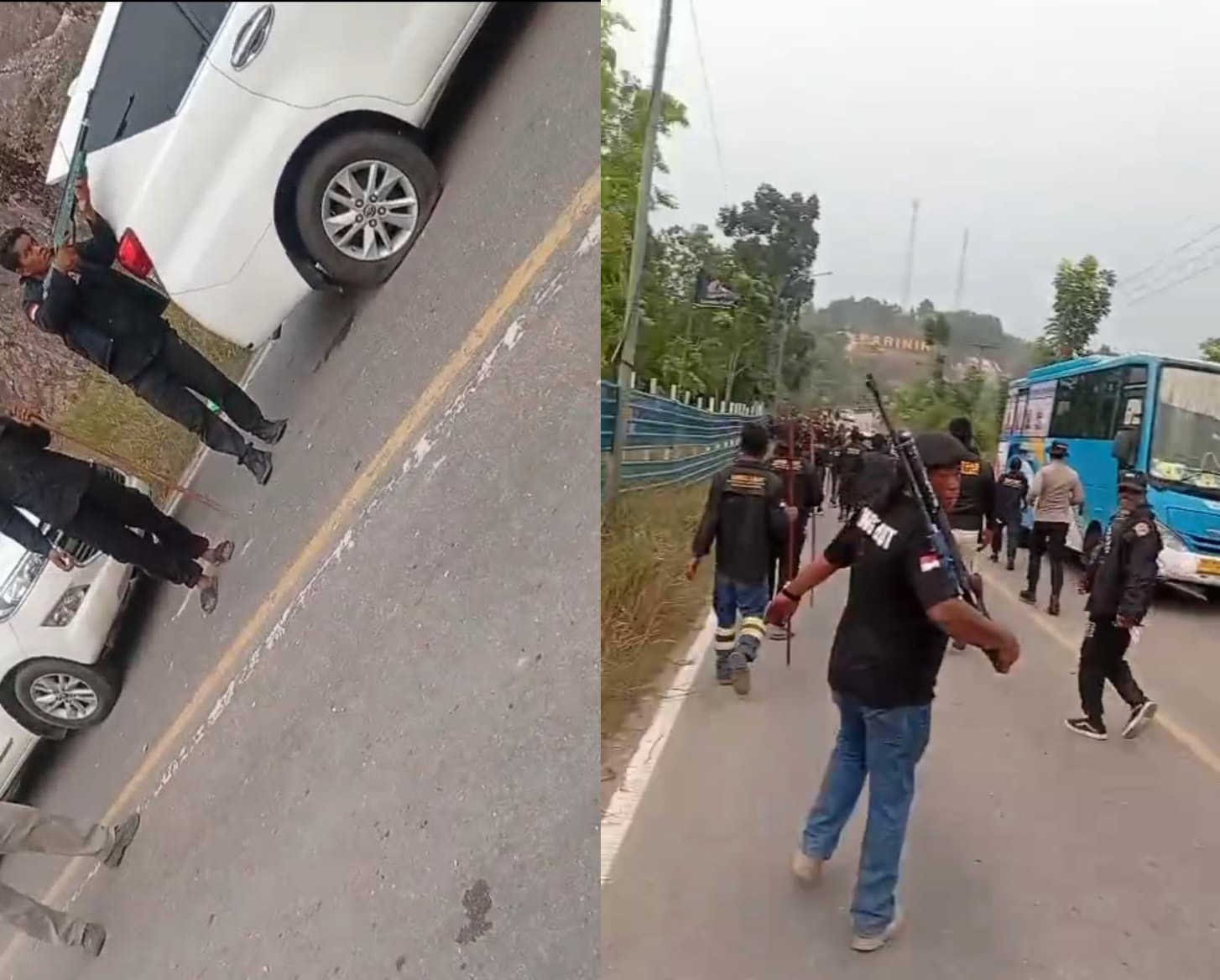 Sejumlah pengurus atau anggta LSM Lang Laut membawa senjata