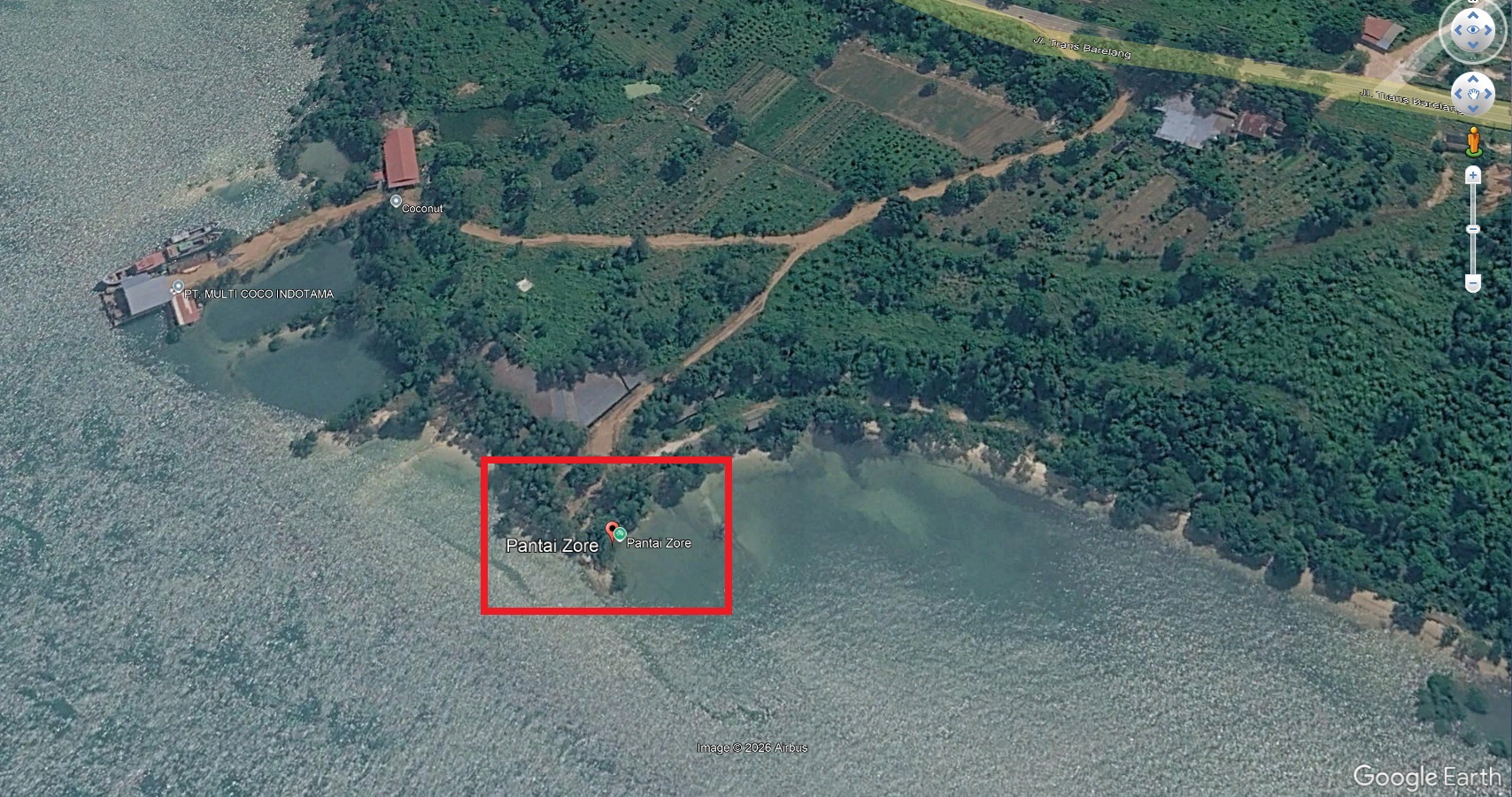 Peta Pantai Zore tidak jauh dari Jembatan 4.